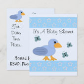 Baby shower van blauwe eenden en vlinders kaart (Voorkant / Achterkant)