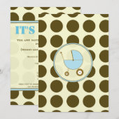 Baby shower van blauwe en bruine pokken kaart (Voorkant / Achterkant)