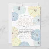 Baby shower van blauwe en gele pompoenen per post kaart (Voorkant)