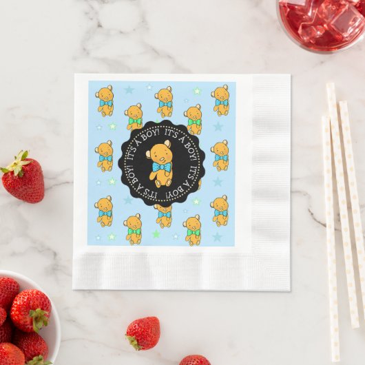 Baby shower van blauwe en groene Teddy Bear Boy Servet (Insitu)