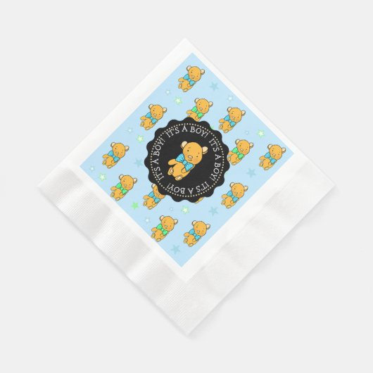 Baby shower van blauwe en groene Teddy Bear Boy Servet (Hoek)