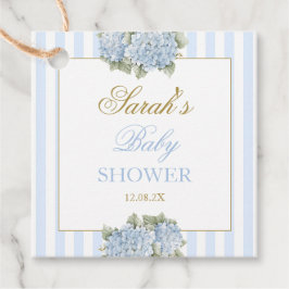 Baby shower van blauwe hydrangea bedankjes labels