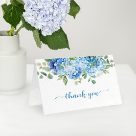 Baby shower van blauwe hydrangea bedankkaart