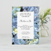 Baby shower van blauwe hydrangea kaart (Staand voorkant)