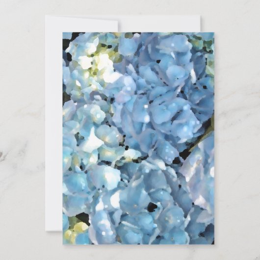 Baby shower van blauwe hydrangea kaart (Achterkant)