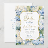 Baby shower van blauwe hydrangea kaart (Voorkant / Achterkant)