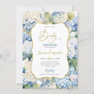 Baby shower van blauwe hydrangea kaart