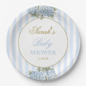 Baby shower van blauwe hydrangea papieren bordje (Voorkant)