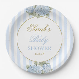 Baby shower van blauwe hydrangea papieren bordje