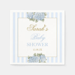 Baby shower van blauwe hydrangea servet