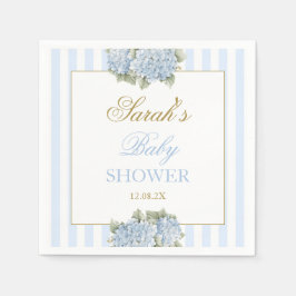 Baby shower van blauwe hydrangea servet