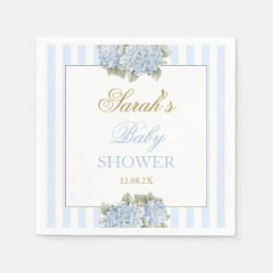 Baby shower van blauwe hydrangea servet