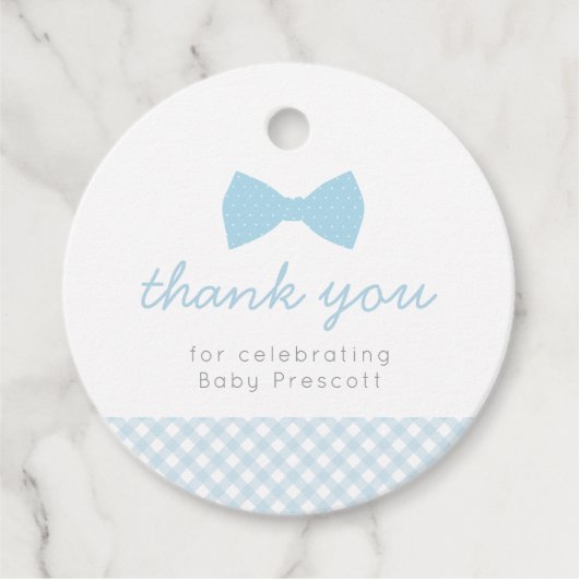 Baby shower van blauwe kiem bedankjes labels (Voorkant)