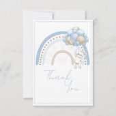 Baby shower van blauwe regenboog bedankkaart (Voorkant)