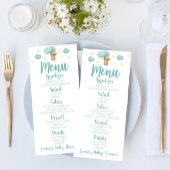 Baby shower van blauwe Teddy Bear en Balloons Menu