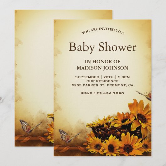  Baby shower van bloemen Kaart (Voorkant / Achterkant)