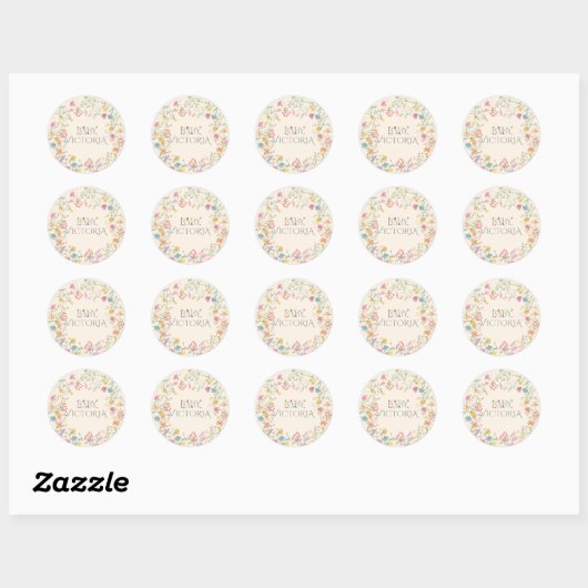 Baby shower van bloementeelt ronde sticker (Vel)