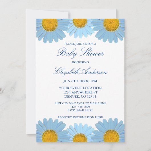 Baby shower van Blue Daisies Floral Kaart (Voorkant)