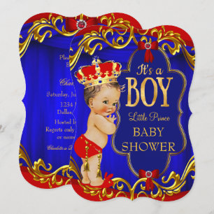 Baby shower van Blue Red Royal Boy Prince Kaart