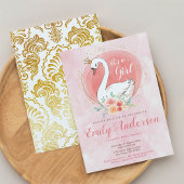Baby shower van Blush Pink Swan Princess Kaart