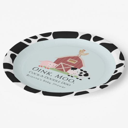 Baby shower van boerderijdieren Barnyard Blue Boy Papieren Bordje (Gekanteld)