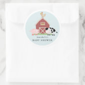 Baby shower van boerderijdieren Barnyard Blue Boy Ronde Sticker (Tas)