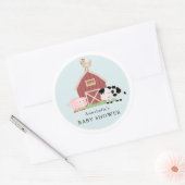 Baby shower van boerderijdieren Barnyard Blue Boy Ronde Sticker (Envelop)