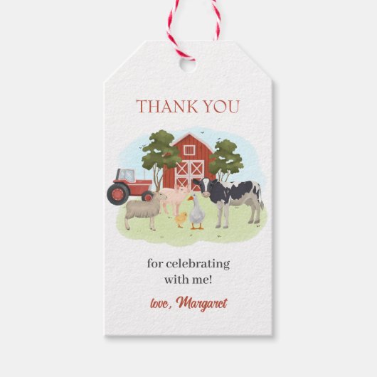 Baby shower van boerderijdieren cadeaulabel (Voorkant)