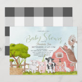 Baby shower van boerderijdieren kaart (Voorkant / Achterkant)