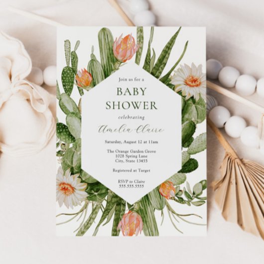 Baby shower van Boho cactus Kaart
