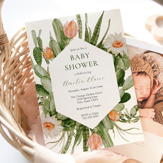 Baby shower van Boho cactus Kaart