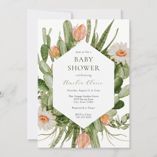 Baby shower van Boho cactus Kaart (Voorkant)
