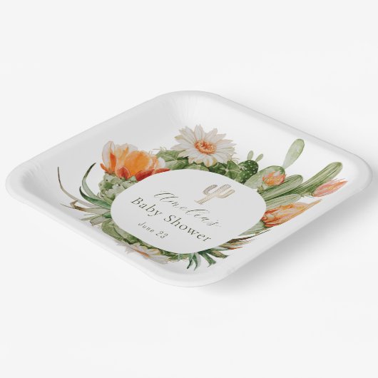 Baby shower van Boho cactus Papieren Bordje (Gebogen)