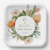 Baby shower van Boho cactus Papieren Bordje (Voorkant)