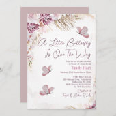 Baby shower van Boho Floral Butterfly Kaart (Voorkant / Achterkant)