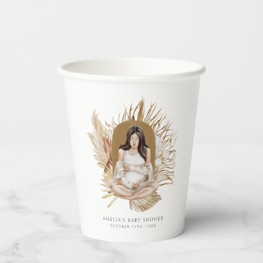 Baby shower van Boho Florals Papieren Bekers (Achterkant)