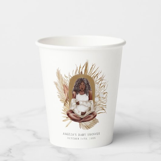 Baby shower van Boho Florals Papieren Bekers (Achterkant)