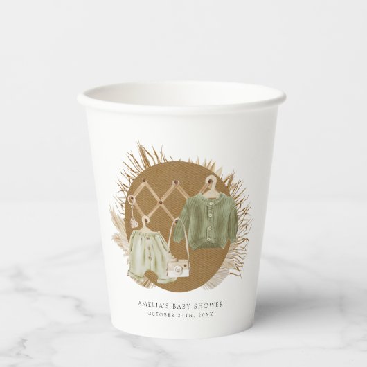 Baby shower van Boho Florals Papieren Bekers (Voorkant)