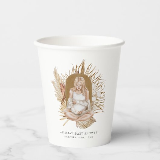 Baby shower van Boho Florals Papieren Bekers (Voorkant)