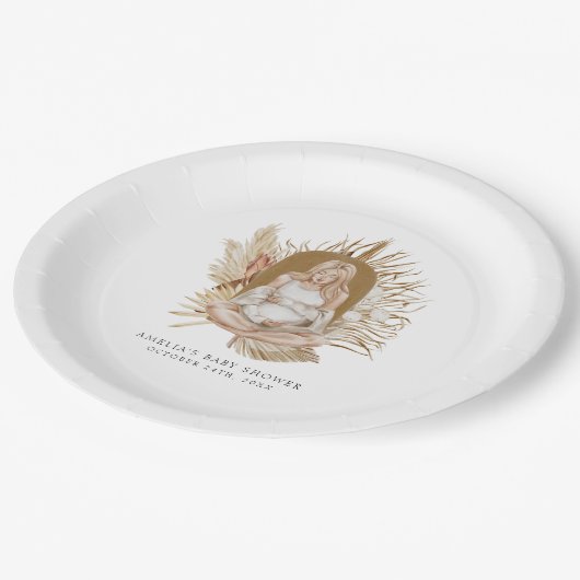 Baby shower van Boho Florals Papieren Bordje (Gekanteld)