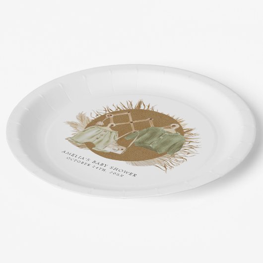 Baby shower van Boho Florals Papieren Bordje (Gekanteld)