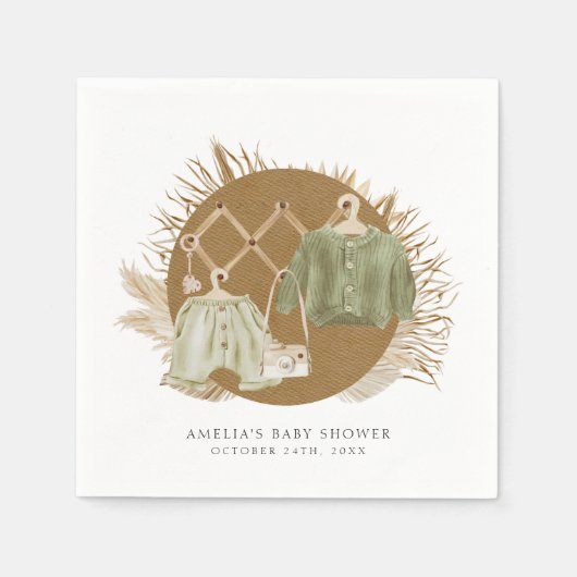 Baby shower van Boho Florals Servet (Voorkant)