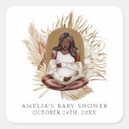 Baby shower van Boho Florals Vierkante Sticker