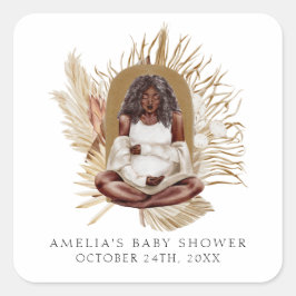 Baby shower van Boho Florals Vierkante Sticker