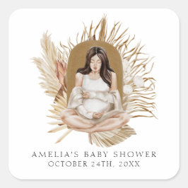 Baby shower van Boho Florals Vierkante Sticker