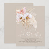 Baby shower van Boho Pampas Grass en Tropical Flow Kaart (Voorkant / Achterkant)