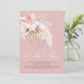 Baby shower van Boho Pampas Grass en Tropical Flow Kaart (Staand voorkant)