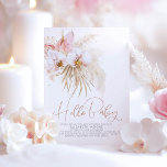 Baby shower van Boho Pampas Grass en Tropical Flow Kaart<br><div class="desc">Pamapgras,  blush anthuriums,  roze orchideeën en rozen elegante moderne babydoucheuitnodigingen - Hallo Baby</div>