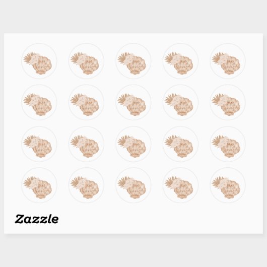 Baby shower van Boho Seashell Ronde Sticker (Vel)