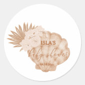 Baby shower van Boho Seashell Ronde Sticker (Voorkant)